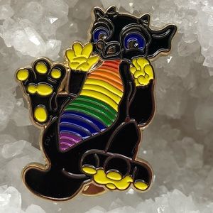 Black and rainbow flag pride dragon pin